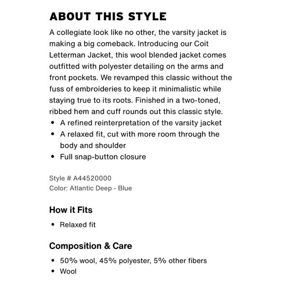 Levi's Coit Letterman Jacket‎ Mens Size XS Wool Blend Leather Varsity Bomber NWT - Picture 3 of 13